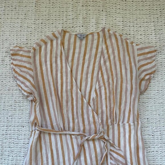 Rails Brigitte Amber Stripe Linen Wrap Dress - Size XS - Picture 5 of 7